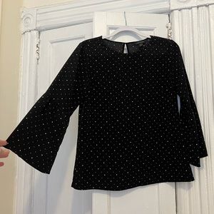 Banana Republic Black and White polka dot bell sleeve blouse